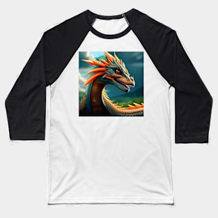 Ancient Blue and Orange Dragon Baseball T-Shirt